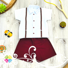Maroon Lalito Short and Shirt Set - Mexican Boy Outfit