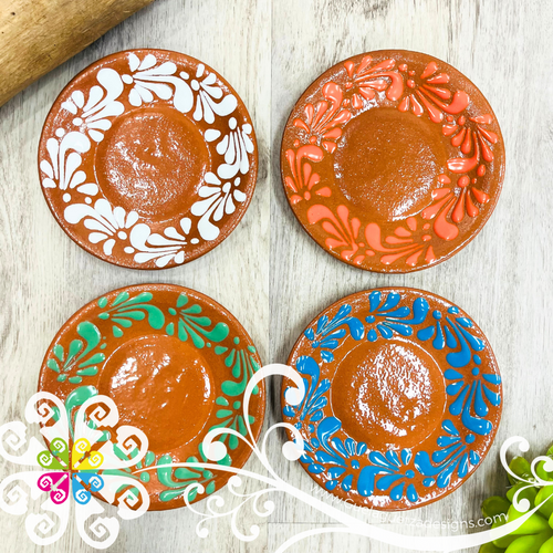 Set of 4 Small Plumeado Plate - Authentic Mexican Clay