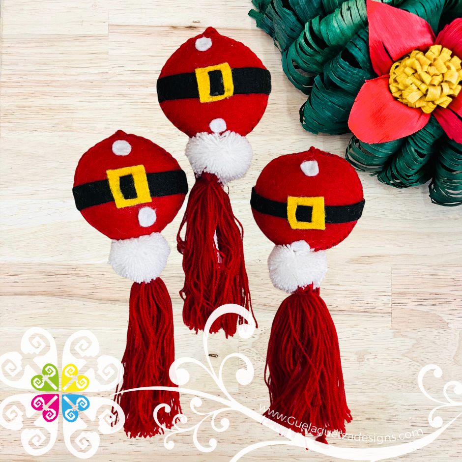Santas Belt Pom Pom Sets - Christmas Ornaments