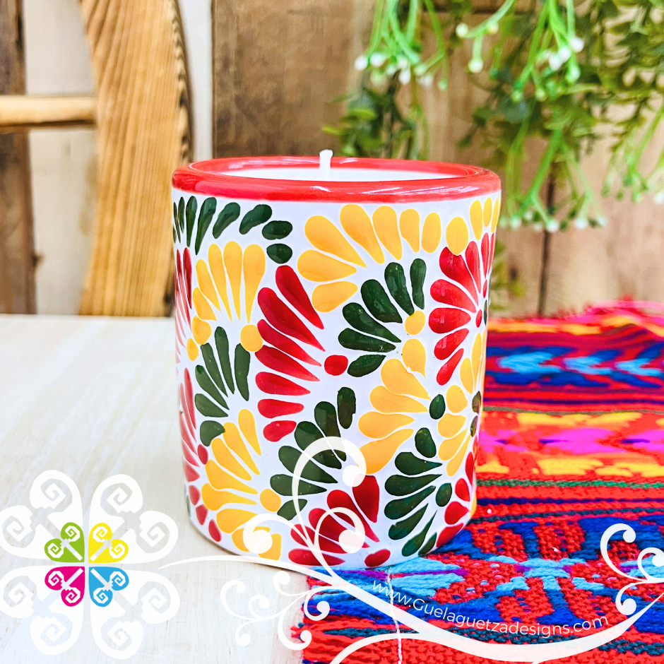Large Cylinder Multicolor Talavera Candle - Artisan Candles