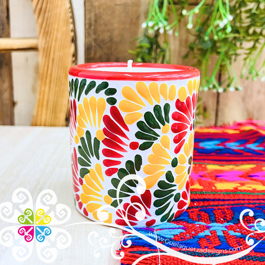 Large Cylinder Multicolor Talavera Candle - Artisan Candles