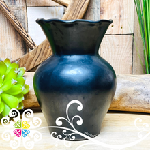 Medium Trumpet Black Clay Vase - Barro Negro Oaxaca