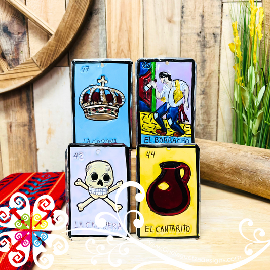 Set of 4 Hojalata LoteriaMx Cards - Mexican Decor