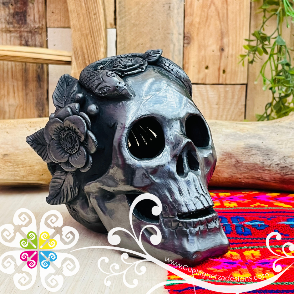 Medium Unique Skull  - Black Clay Oaxaca
