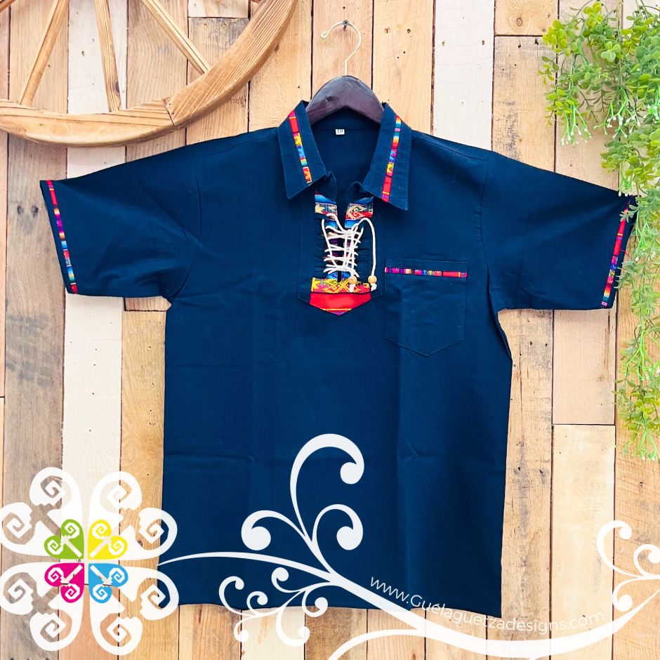 Navy Blue Coralillo Jareta Shirt - Men Shirt