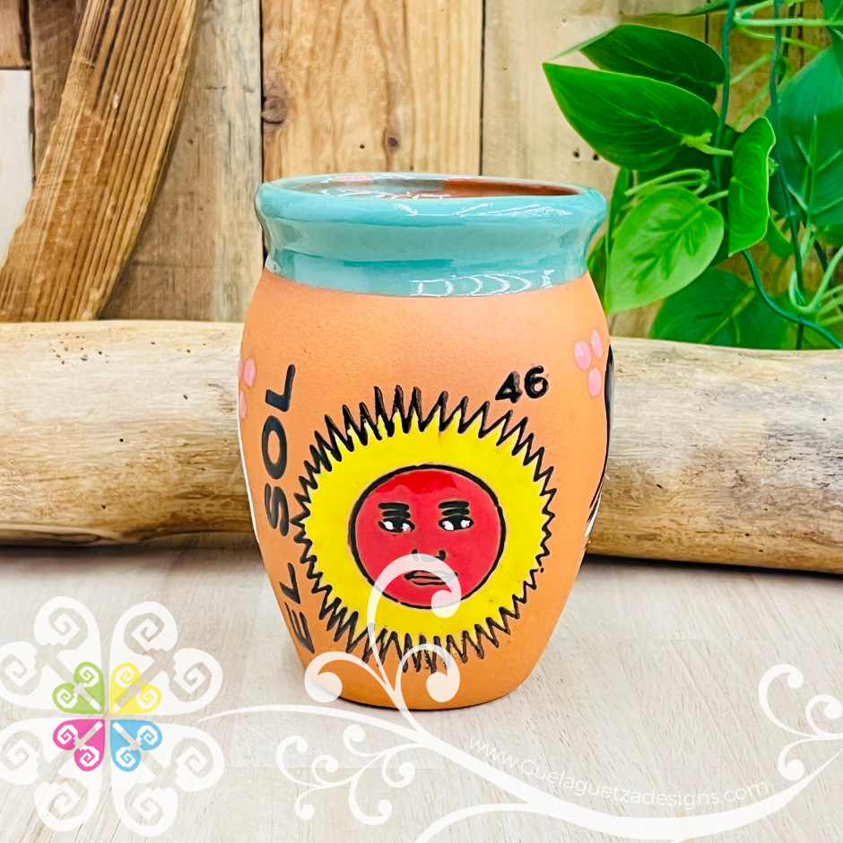 46 - El Sol Cantarito LoteriaMX - Single Clay Cantarito