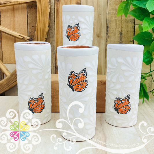 Set of 4 Butterfly Cilindro Cup - Set Clay Cup
