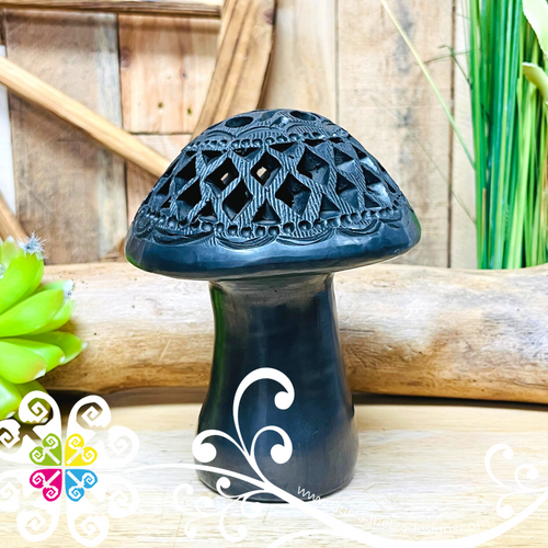 Beautiful Black Clay Mushroom - Black Clay Oaxaca