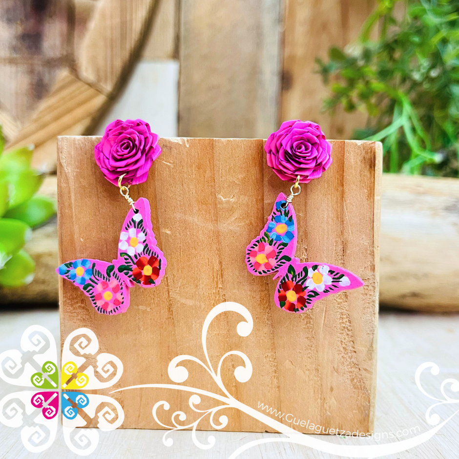 Mariposa Wood Studs - Palm Earrings