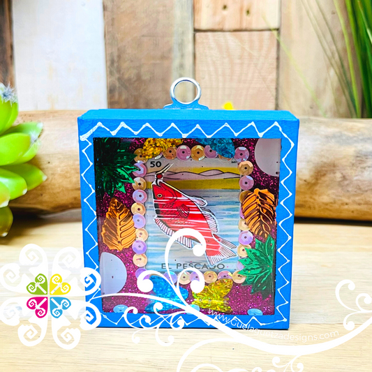 Mini Square LoteriaMX Mexican Box Decor - Cajita Decorativa Barro Cocido