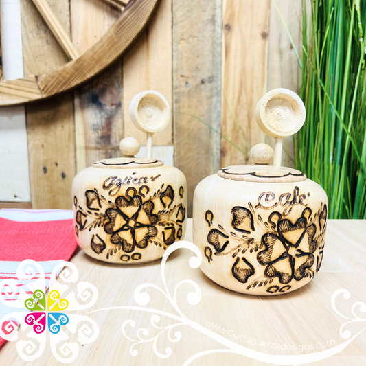 Wood Sugar and Coffee Bowl Set - Kitchen Decor