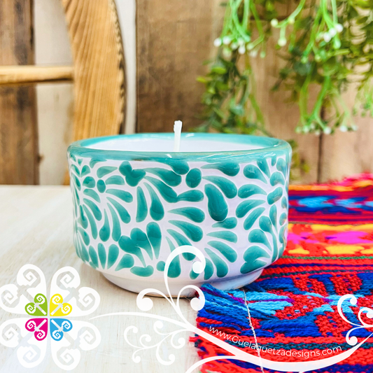 Large Tazon Green Talavera Candle - Artisan Candles