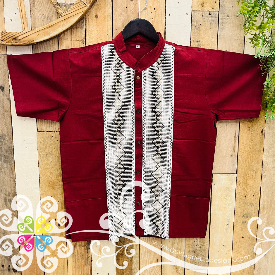 Burgandy Lace Men Guayabera - Men Shirt