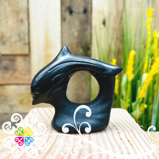 Mini Dolphin Figure - Black Clay Oaxaca