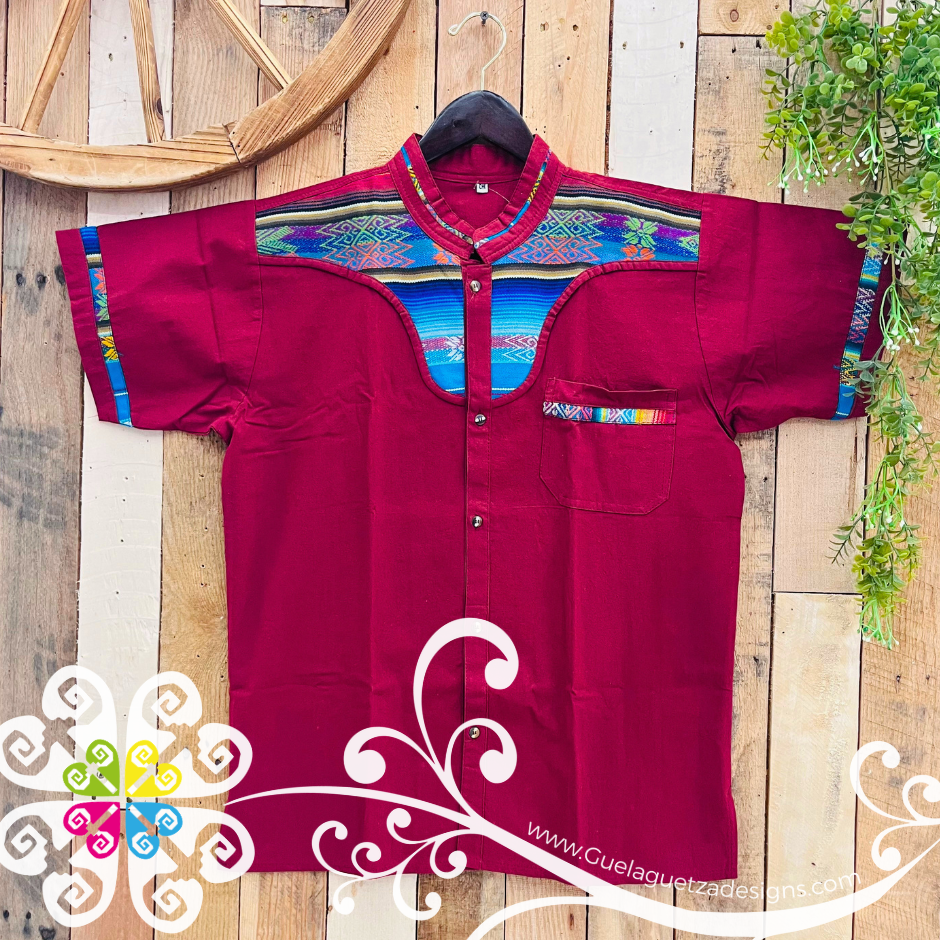 Burgandy Coralillo Mountain with Buttons Shirt - Men Shirt
