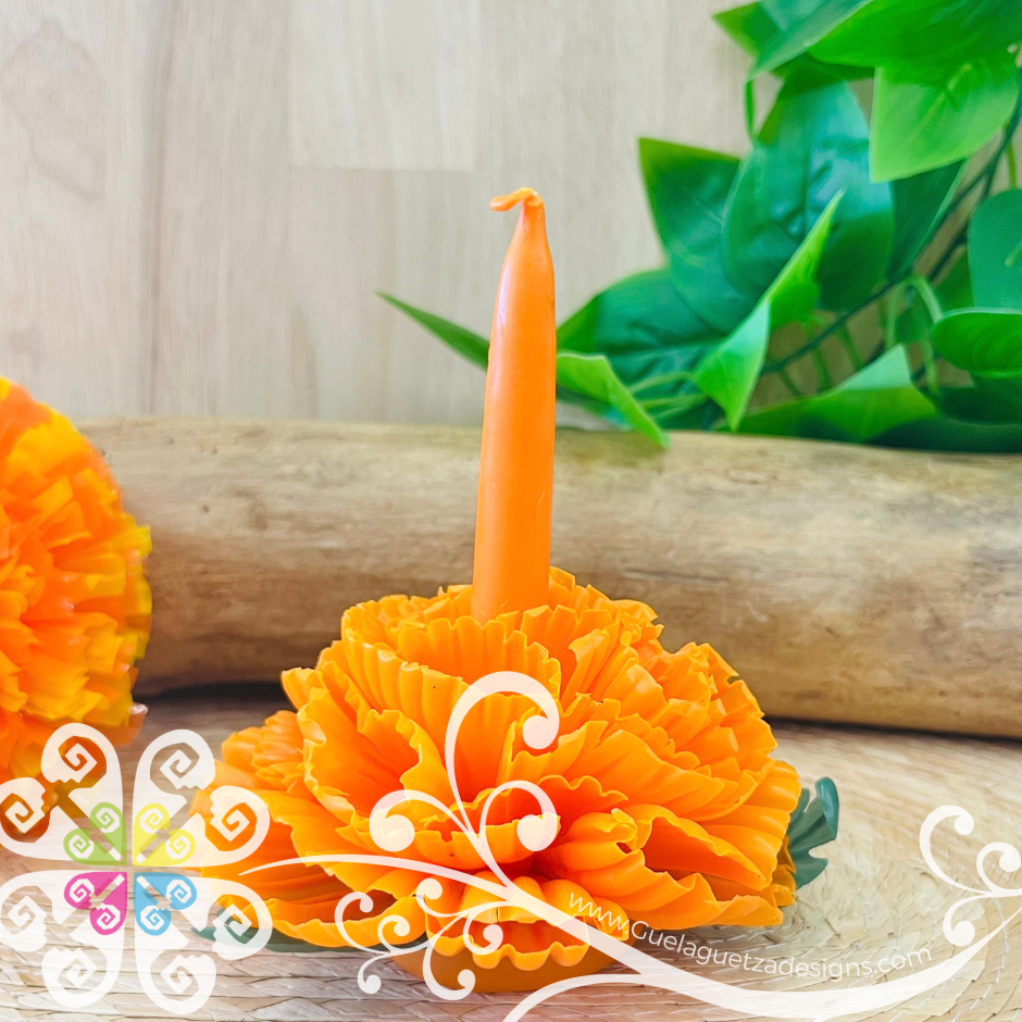 Vela Cempasuchil Escamado Elegancia Artesanal- Artisan Candles Vedesa