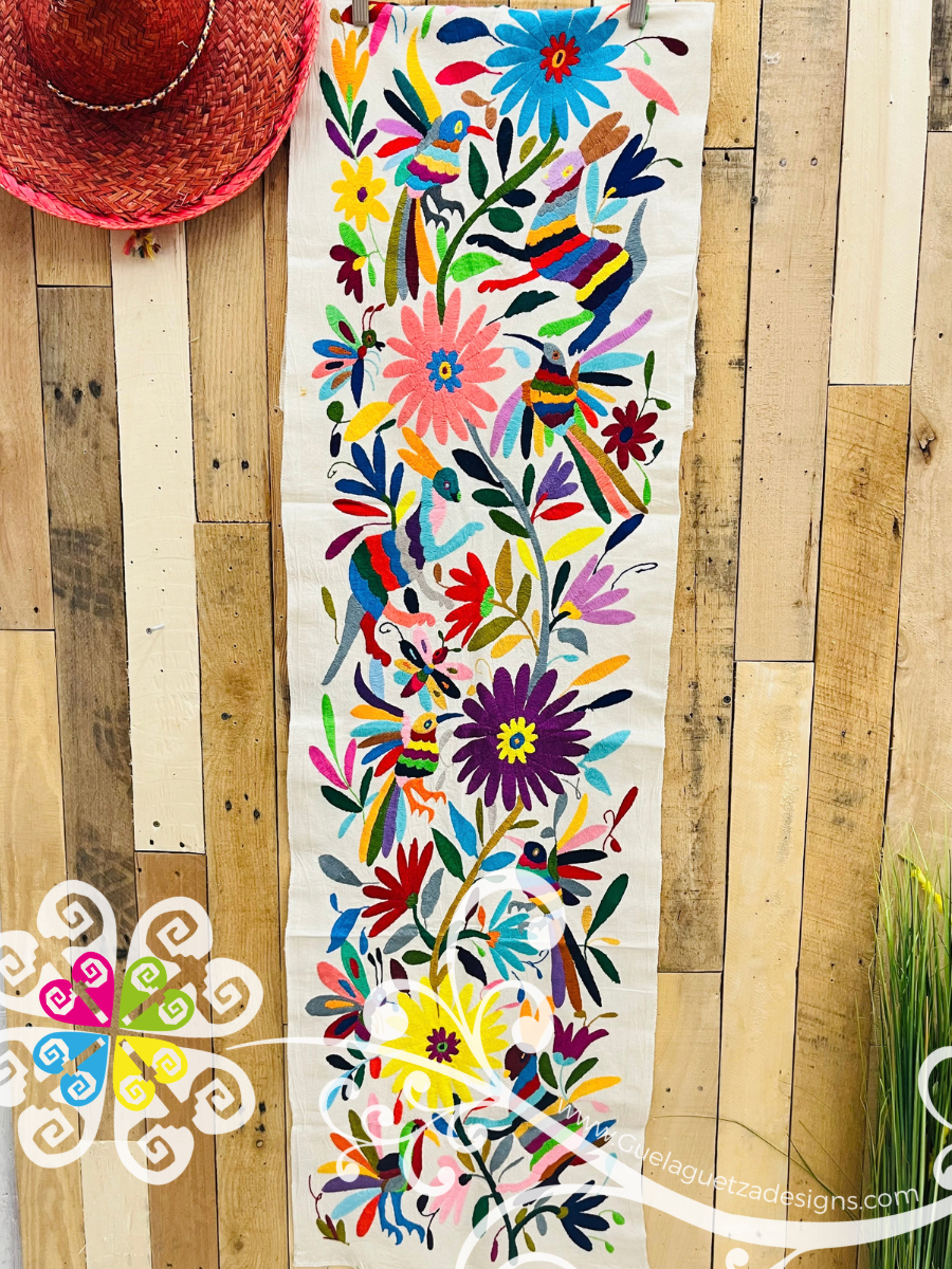 Large Multicolor Otomi Table Runner - Camino de Tenango