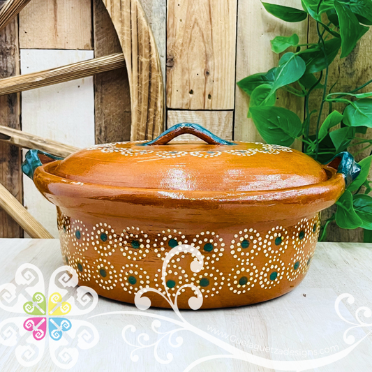 Medium Capula Sencillo Cazuela Barro con Tapa - Capula Sencillo Clay Cazuela