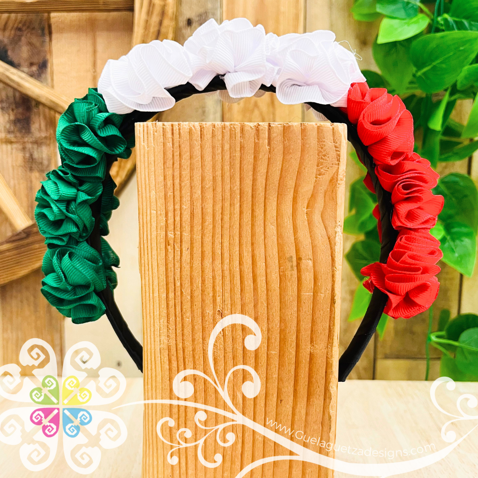 Tricolor Ribbon Flower Headband - Folkloric Headband
