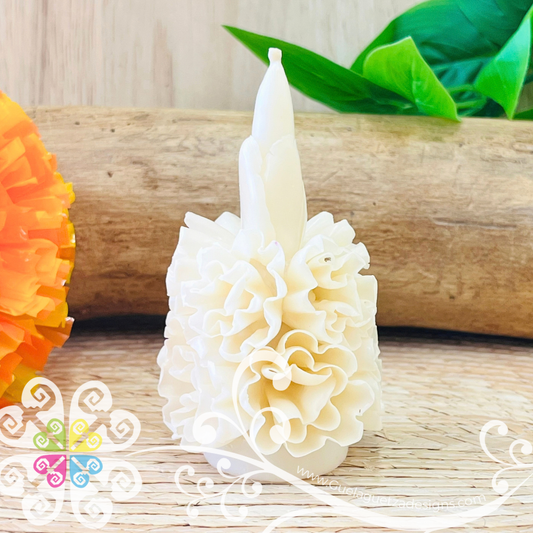 Mini White Vela Escamada Elegancia Artesanal- Artisan Candles Vedesa