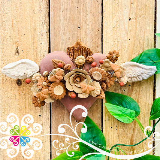 Corazon Alitas Home Decor - Barro Metepec