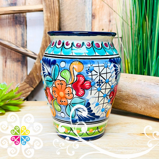 Jumbo Cantarito Multicolor Talavera Vase - Talavera Home Decor