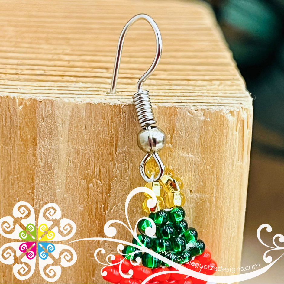 Green and Red Snowman - Christmas Beaded Earrings