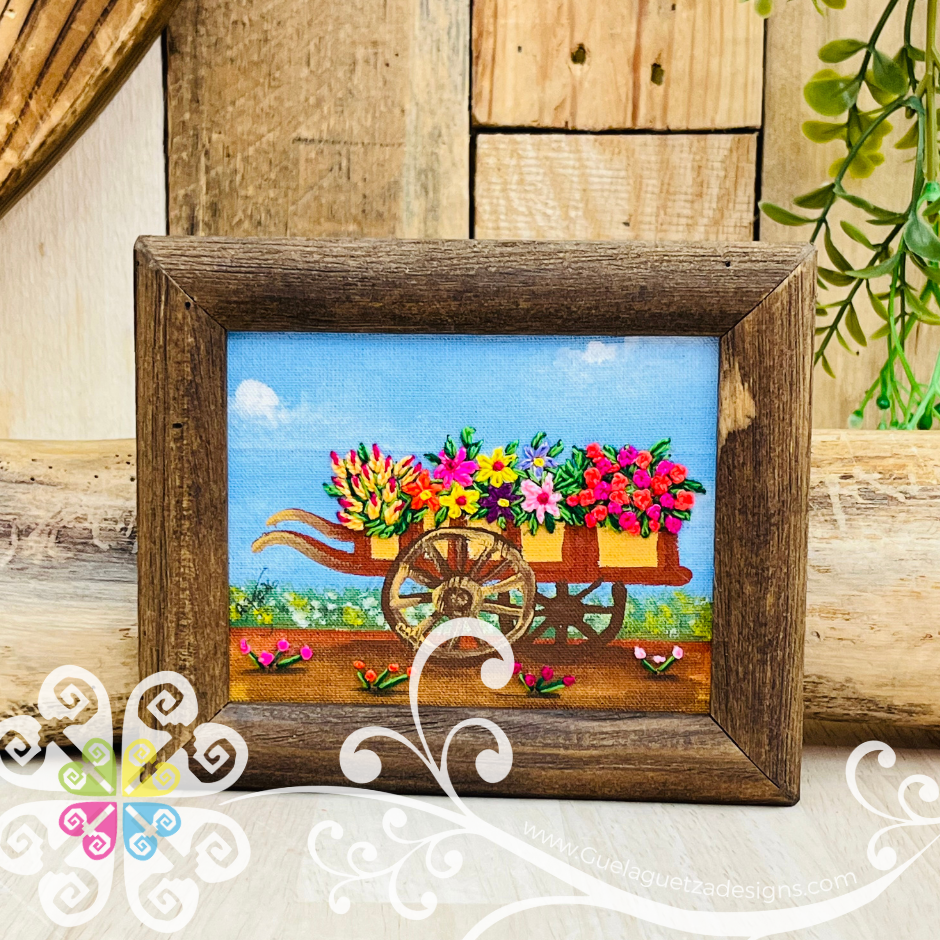 Flower Bed - Embroidered Wood Frame