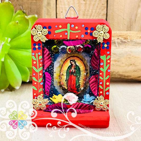 Miniature Virgencita Shadow Box - Cajita Decorativa