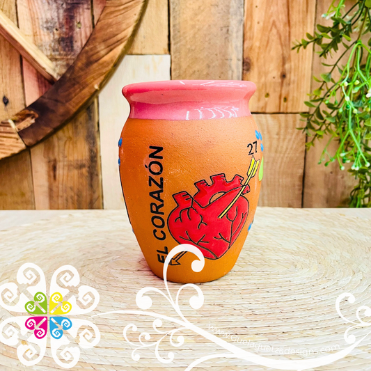 27 - El Corazon Cantarito LoteriaMX - Single Clay Cantarito