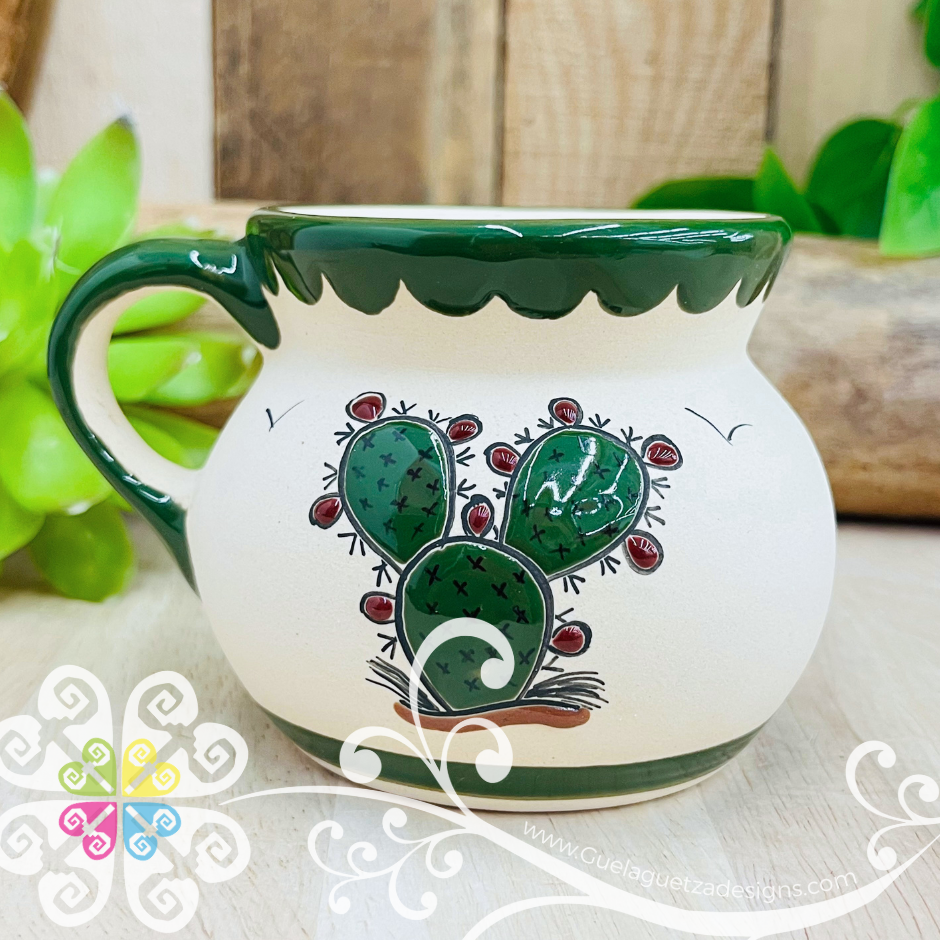 Small Cactus Taza Ponchera Colibri - Barro Alta Temperatura - Single Clay Mug