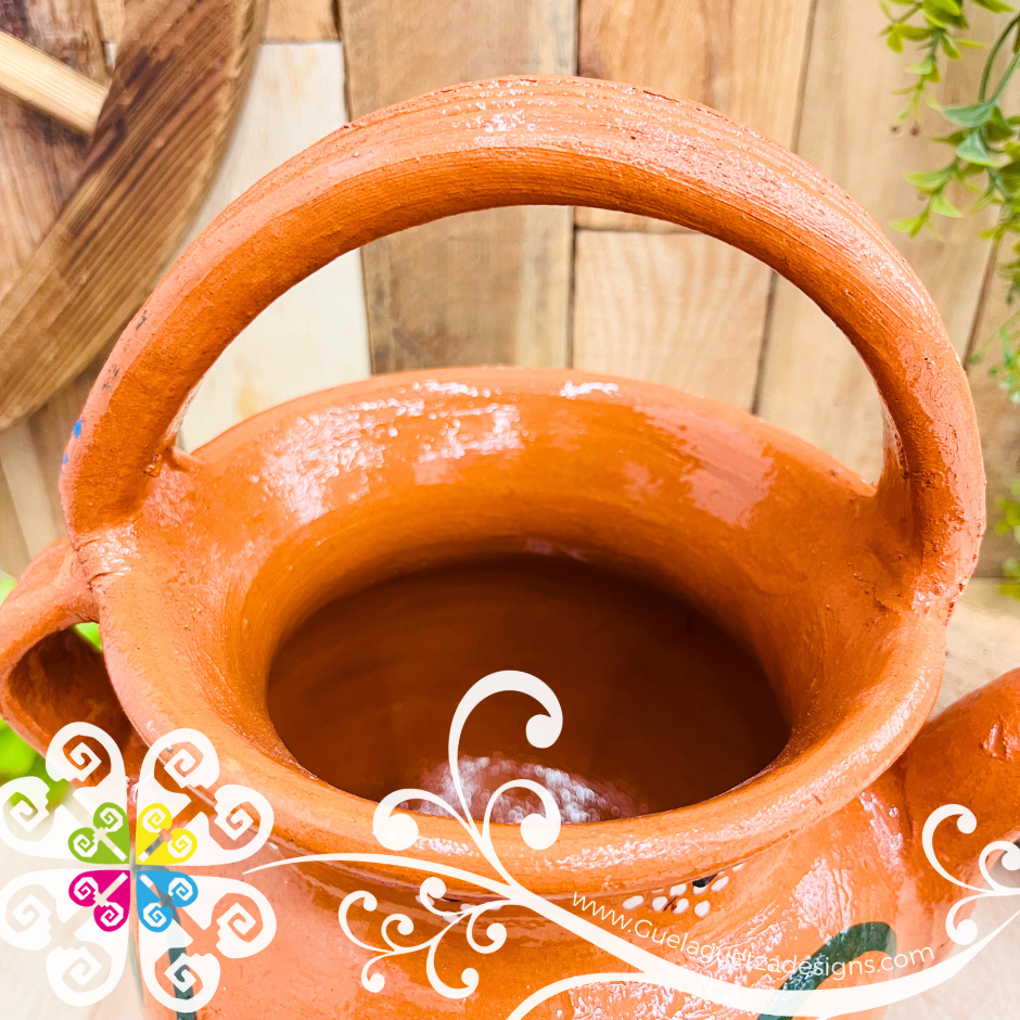 Capula Dots and Flor Clay Tea Pot - Mexican Clay Kitchen
