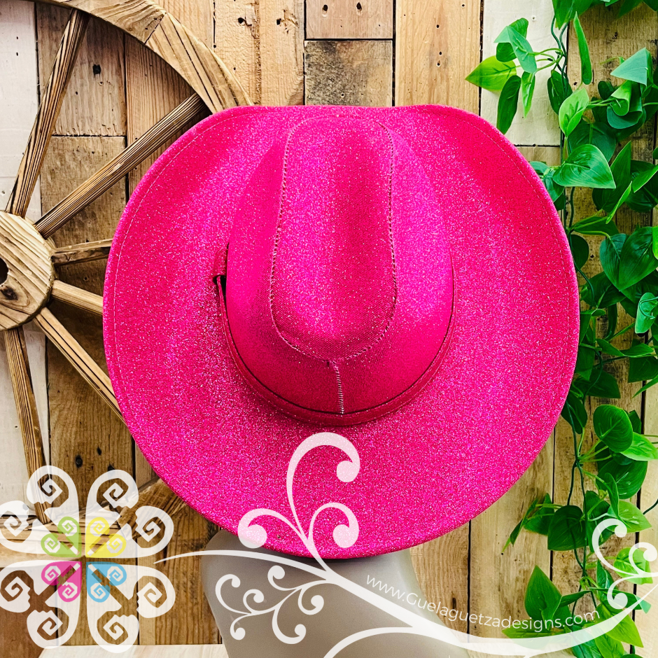 Fuchsia Glitter Cowboy Hat - Unisex Hat