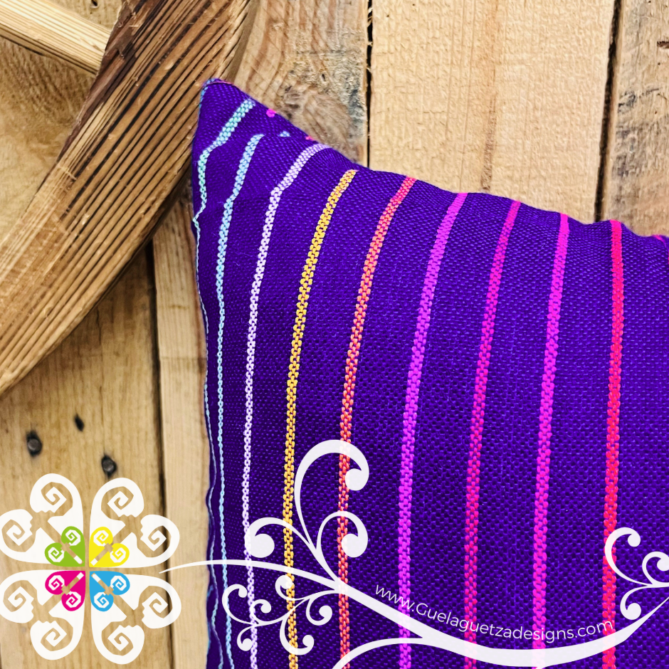 Purple Rayitas Decorative Cambray Pillow Case - Mexican Home