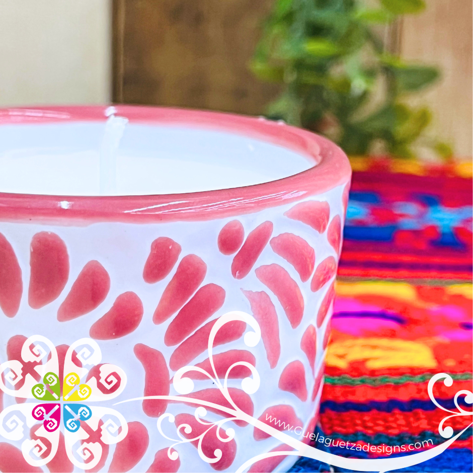 Small Pink Talavera Candle - Artisan Candles