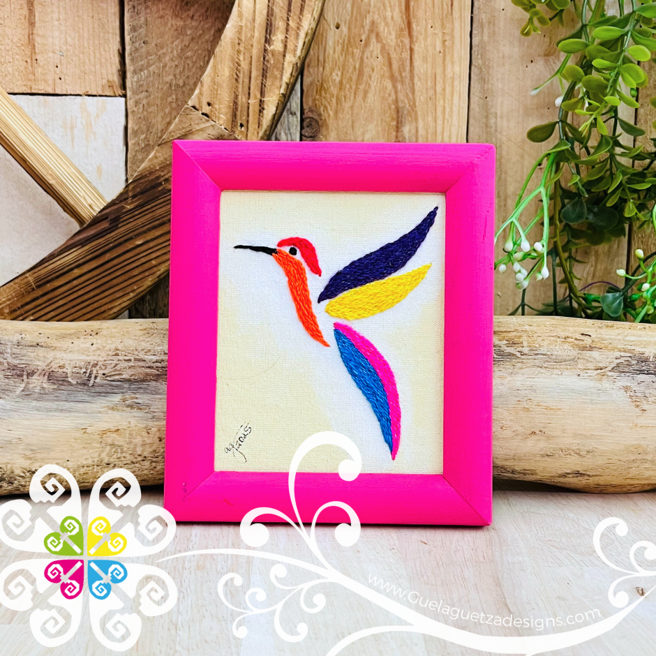 Colibri - Embroidered Wood Frame