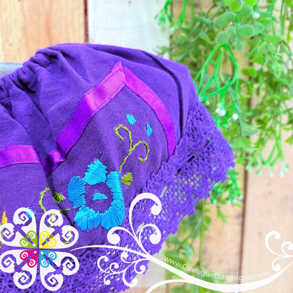Purple Embroider Campesino Children Dress