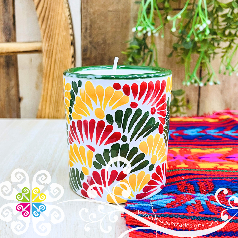 Large Cylinder Multicolor Talavera Candle - Artisan Candles
