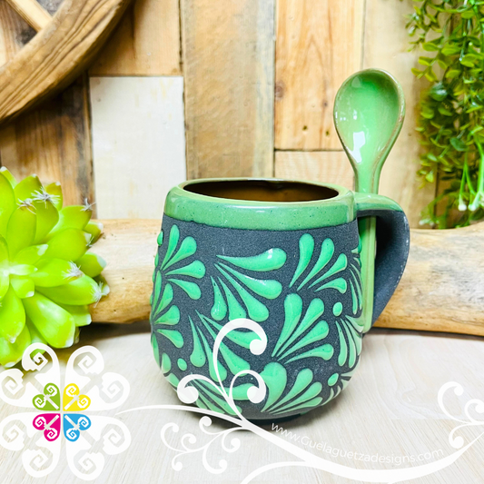 Taza Espiga con Cuchara - Green- Clay Mug with Spoon