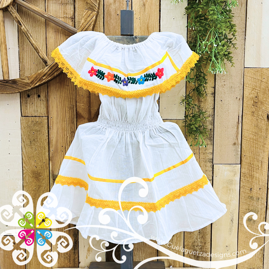 Yellow Estambre Campesino Children Dress