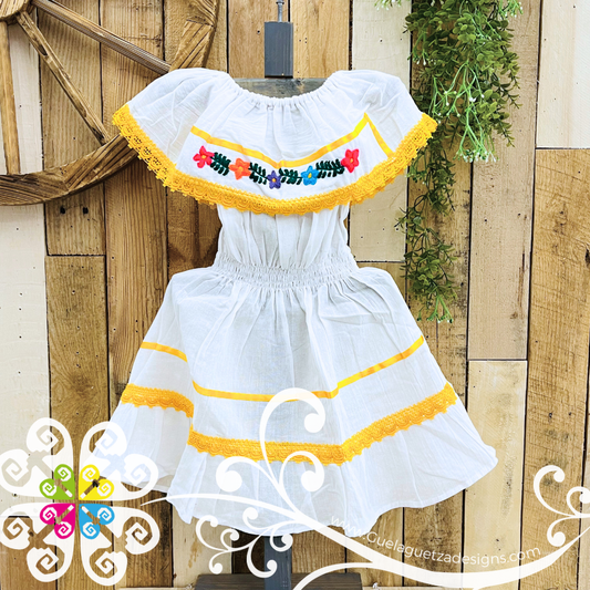 Yellow Estambre Campesino Children Dress