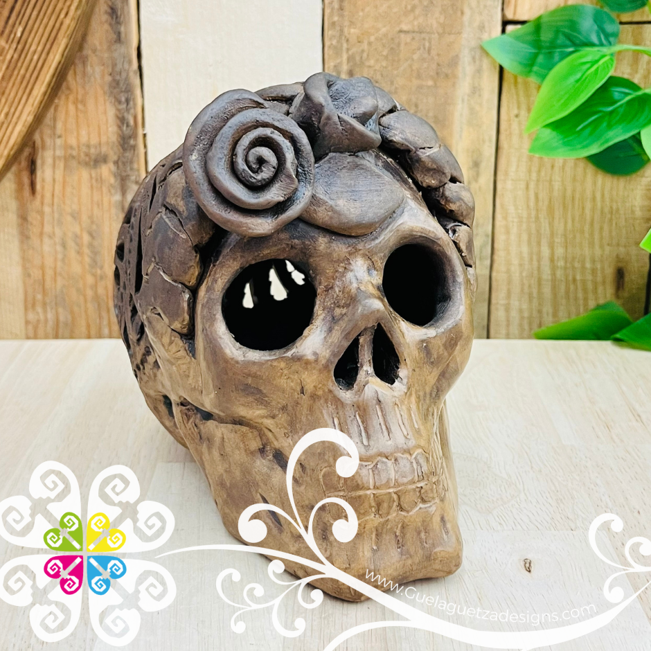 Medium Frida Skull  - Barro Café Oaxaca
