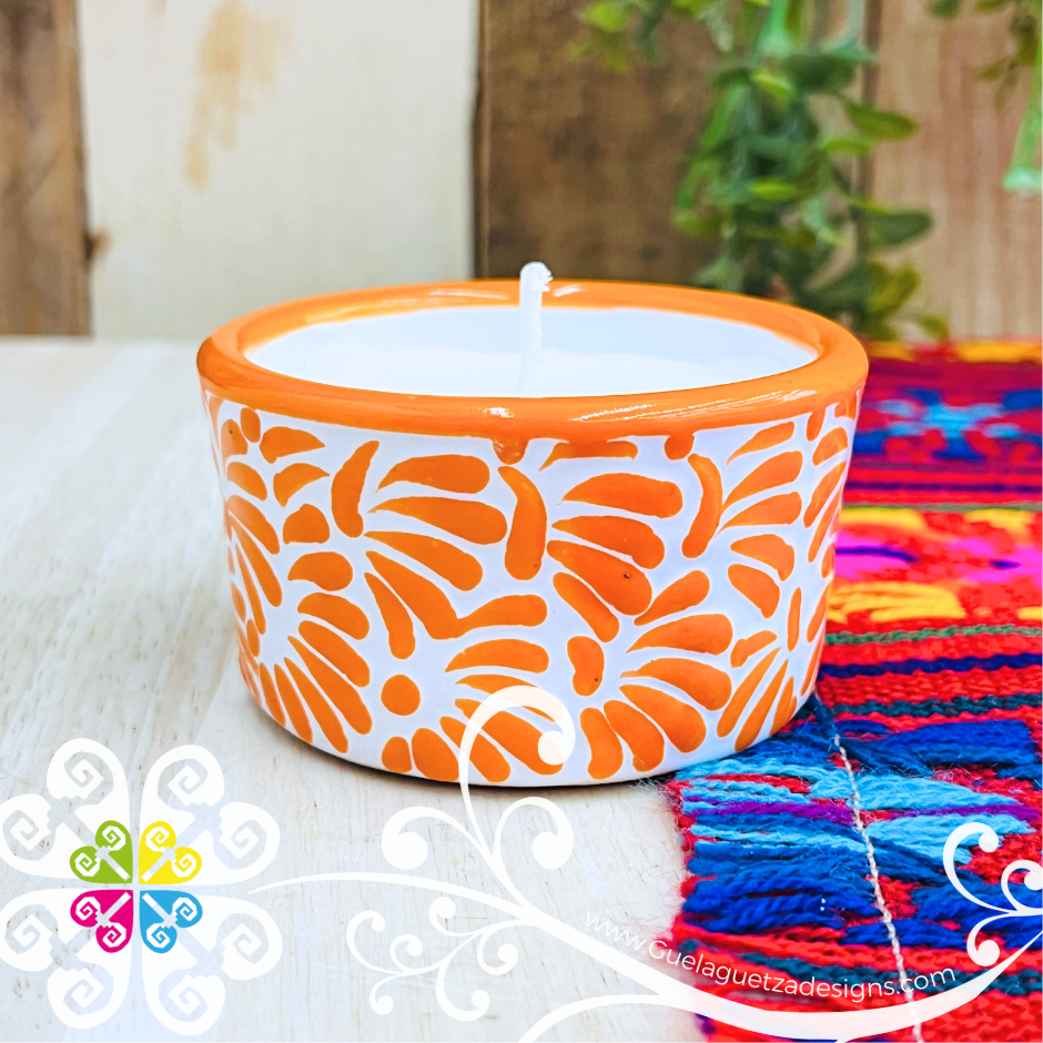 Small Orange Talavera Candle - Artisan Candles