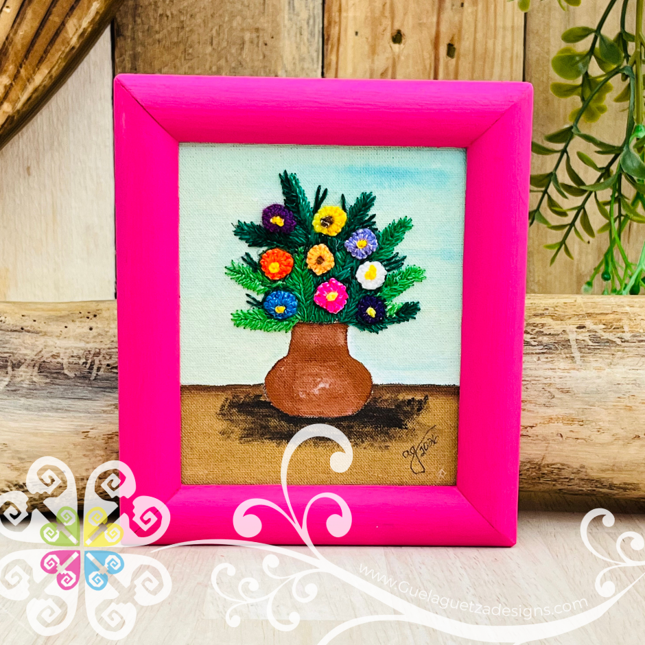 Planter - Embroidered Wood Frame