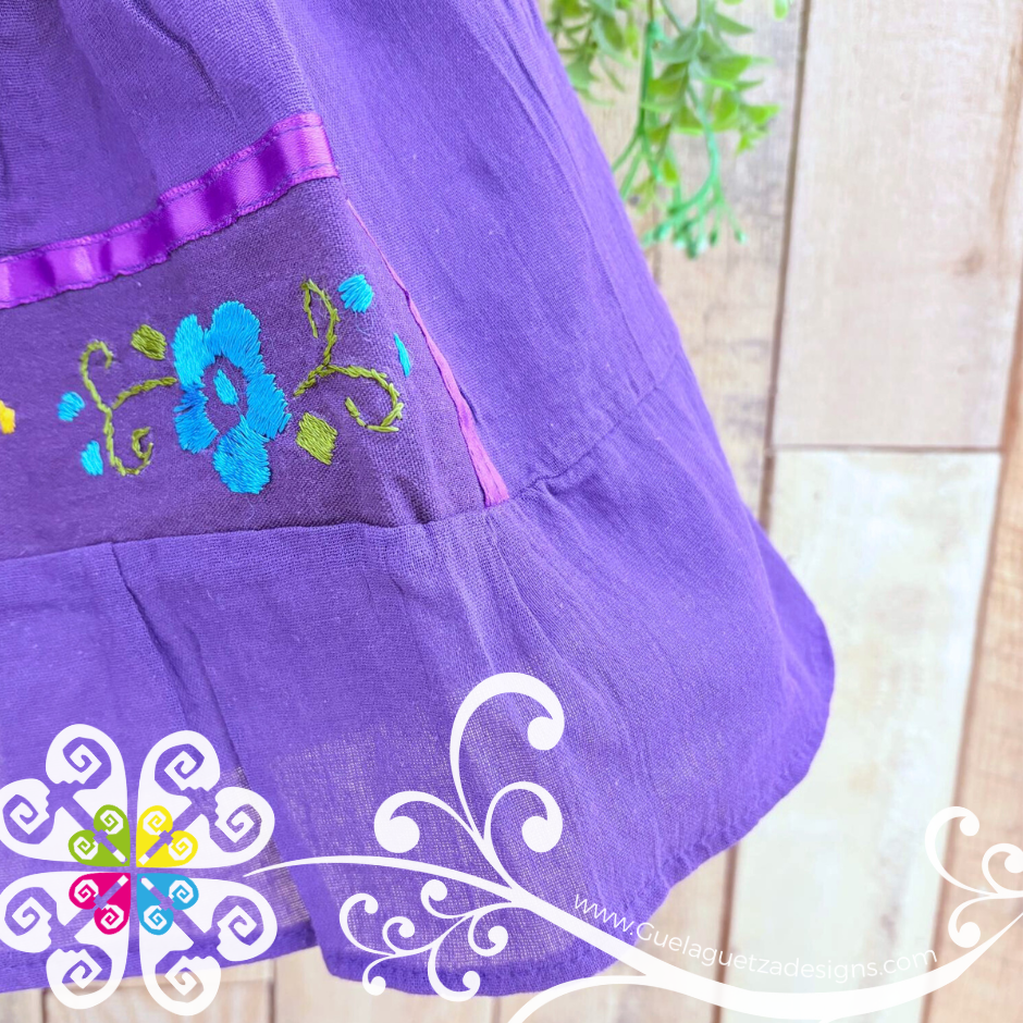 Purple Embroider Campesino Children Dress