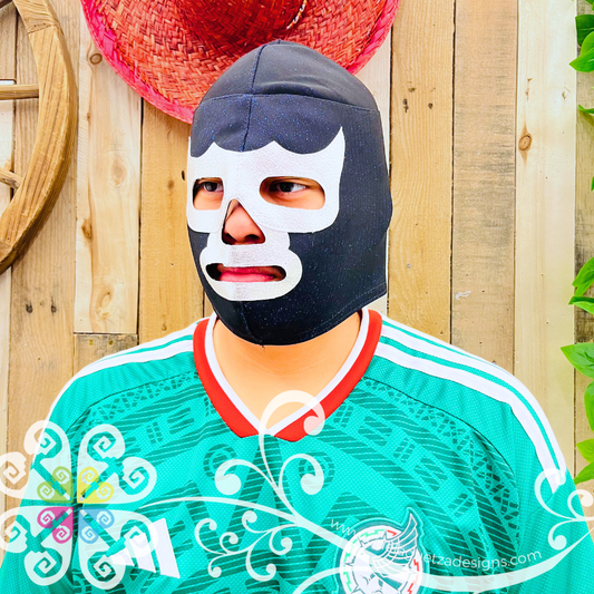 Black with Glitter Luchador Mask - Adult Lucha Libre Mask
