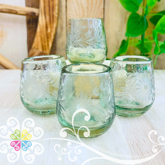Barrilito Grabado Pepita Set of 4 Tequilero Set - Tequila Shot Glasses