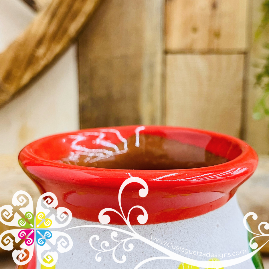 Set of 4 Engobe Feliz Navidad Mexican Clay Mugs - Set Taza Barro