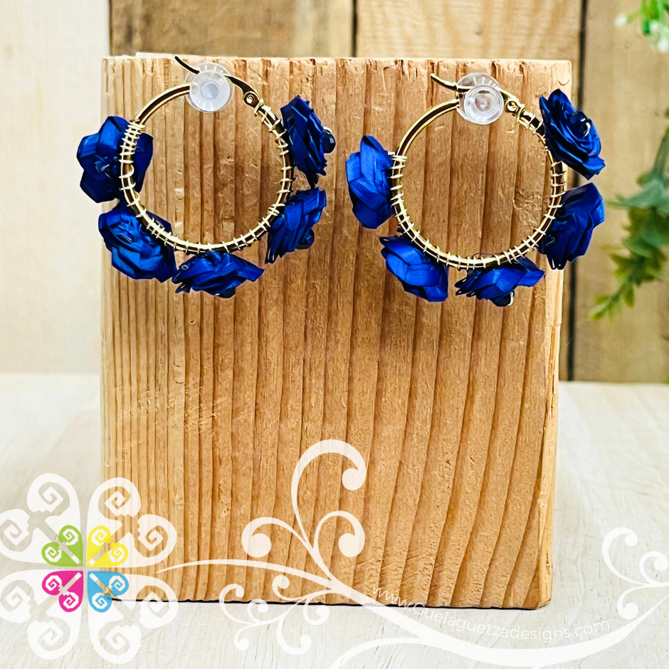 Crystal Bead Rose Roops - Palm Earrings