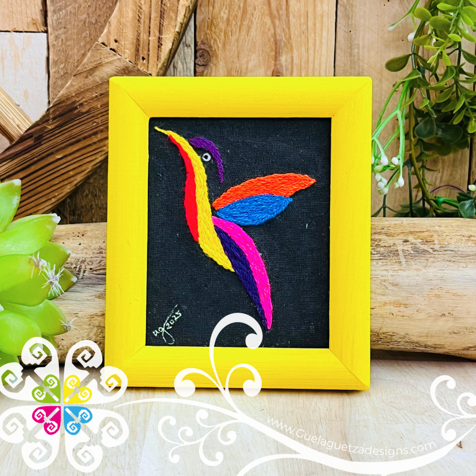 Colibri - Embroidered Wood Frame